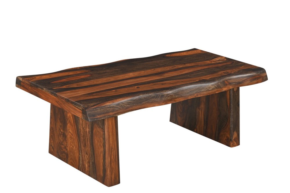51" Dark Brown Solid Wood Sled Coffee Table