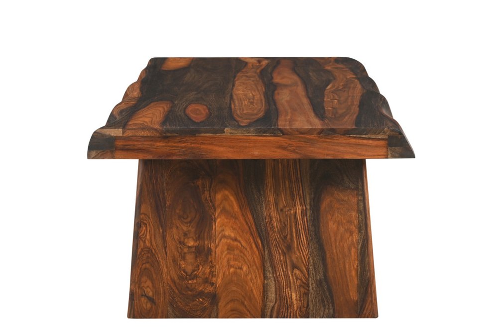 51" Dark Brown Solid Wood Sled Coffee Table