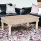 51" White Solid Wood Distressed Coffee Table