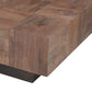 59" Dark Brown and Black Solid Wood Block Coffee Table