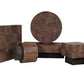 59" Dark Brown and Black Solid Wood Block Coffee Table