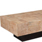 59" Natural and Black Solid Wood Block Coffee Table