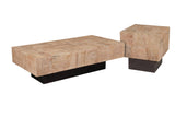 59" Natural and Black Solid Wood Block Coffee Table