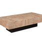 59" Natural and Black Solid Wood Block Coffee Table