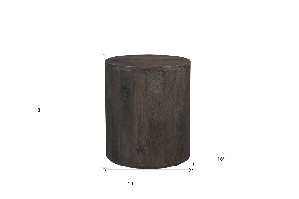 18" Wood Brown Solid Wood Round End Table