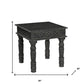 24" Black Distressed Solid Wood Square End Table