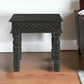 24" Black Distressed Solid Wood Square End Table