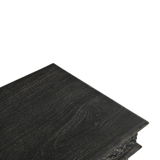 24" Black Distressed Solid Wood Square End Table