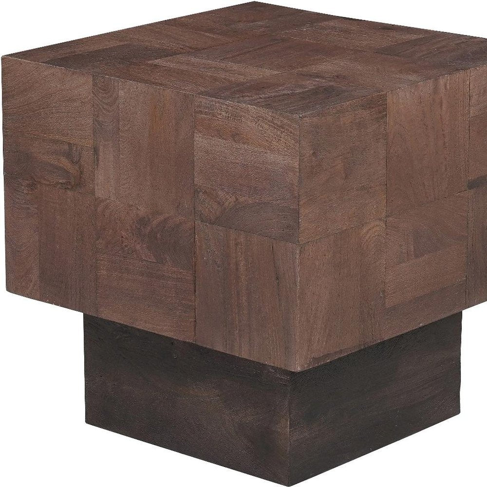 22" Black And Brown Solid Wood Square End Table