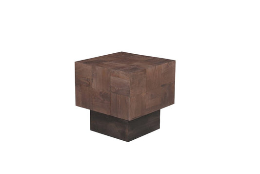 22" Black And Brown Solid Wood Square End Table