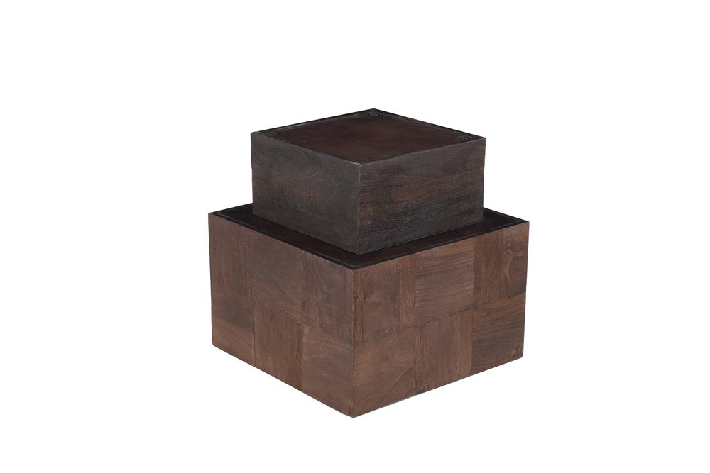 22" Black And Brown Solid Wood Square End Table