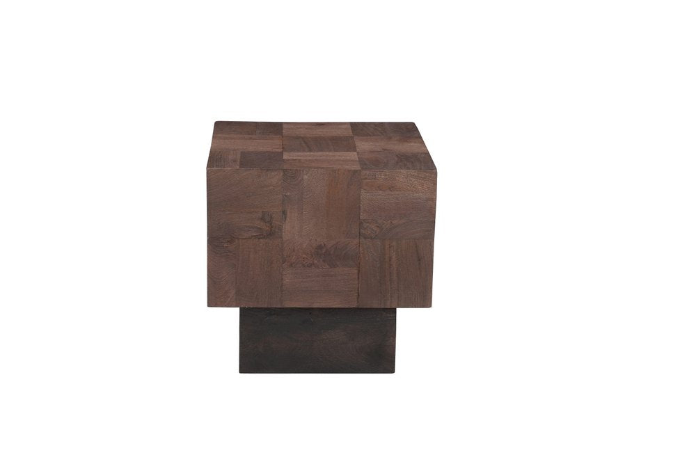 22" Black And Brown Solid Wood Square End Table