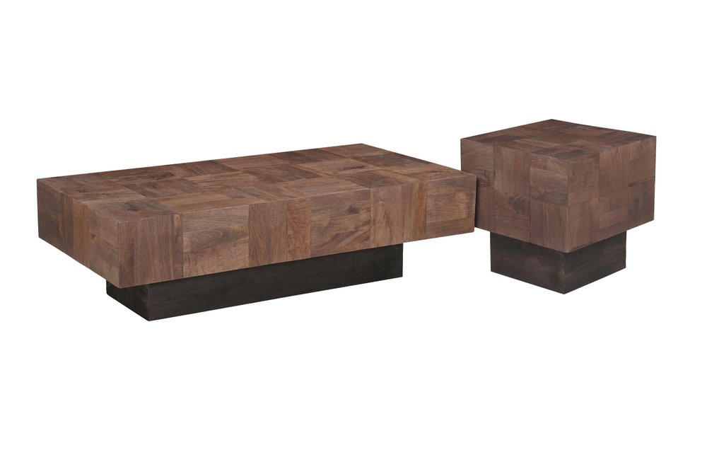 22" Black And Brown Solid Wood Square End Table
