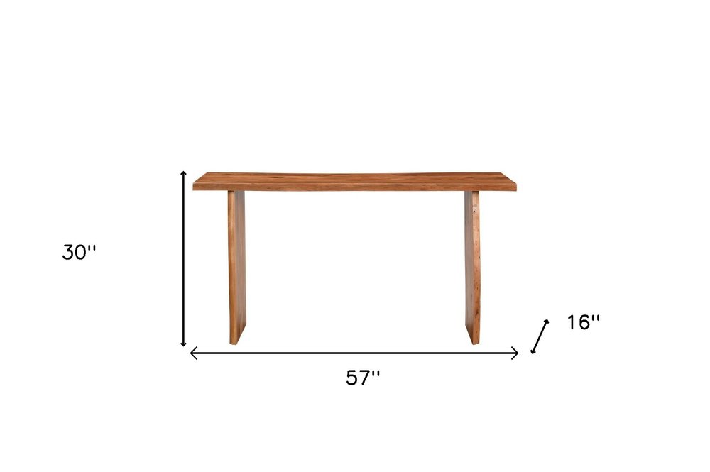 57" Chestnut Solid Wood Sled Console Table