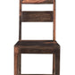 Set of Two Dark Brown Solid Wood Ladder Back Dining Side Chairs