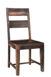 Set of Two Dark Brown Solid Wood Ladder Back Dining Side Chairs