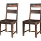 Set of Two Dark Brown Solid Wood Ladder Back Dining Side Chairs