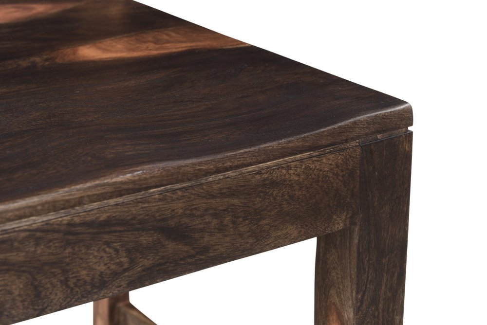 Set of Two Dark Brown Solid Wood Ladder Back Dining Side Chairs