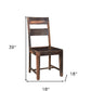 Set of Two Dark Brown Solid Wood Ladder Back Dining Side Chairs