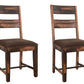 Set of Two Brown Upholstered Seat Ladder Back Dining Side Chairs