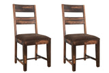 Set of Two Brown Upholstered Seat Ladder Back Dining Side Chairs