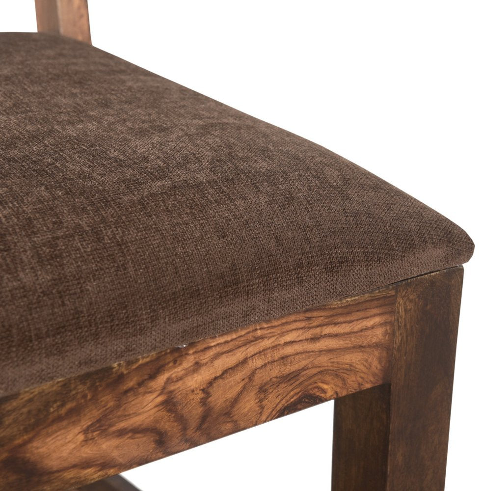 Set of Two Brown Upholstered Seat Ladder Back Dining Side Chairs