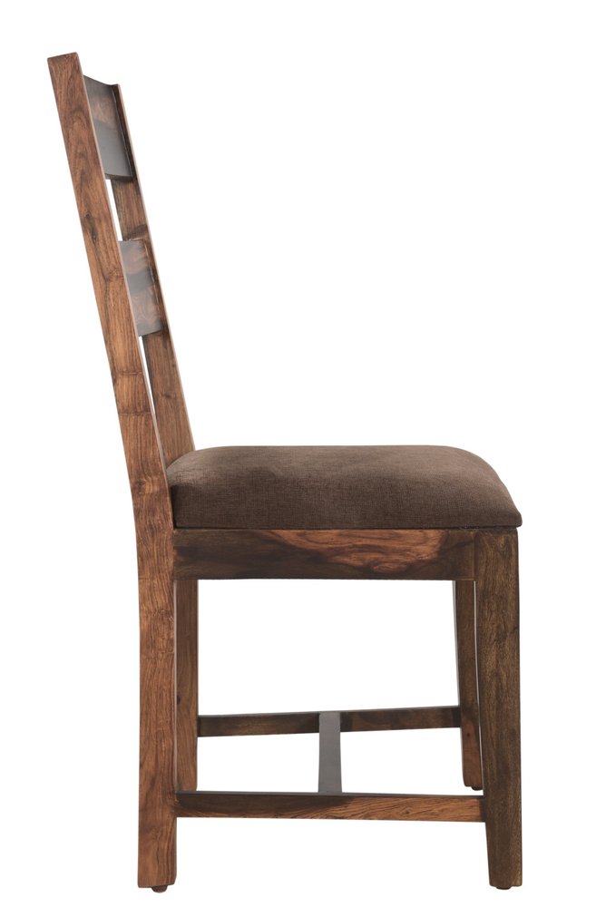 Set of Two Brown Upholstered Seat Ladder Back Dining Side Chairs