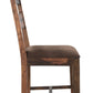 Set of Two Brown Upholstered Seat Ladder Back Dining Side Chairs