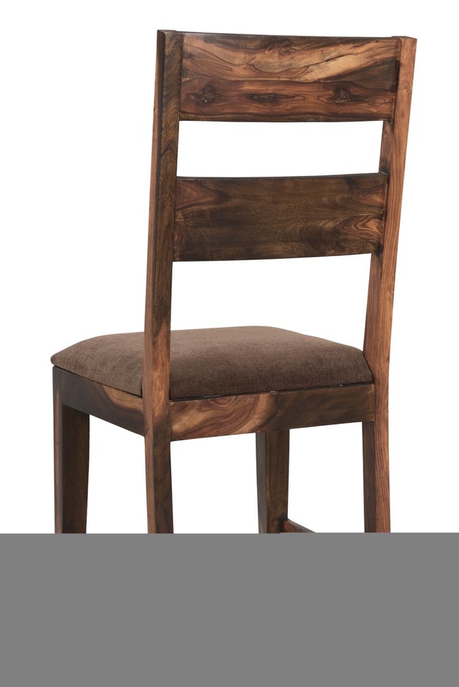 Set of Two Brown Upholstered Seat Ladder Back Dining Side Chairs