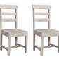 Set of Two White Wood Ladder Back Dining Side Chairs