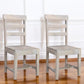 Set of Two White Wood Ladder Back Dining Side Chairs