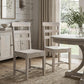 Set of Two White Wood Ladder Back Dining Side Chairs
