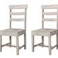 Set of Two White Wood Ladder Back Dining Side Chairs