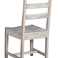 Set of Two White Wood Ladder Back Dining Side Chairs