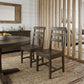Set of Two Dark Brown Wood Ladder Back Dining Side Chairs