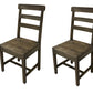 Set of Two Dark Brown Wood Ladder Back Dining Side Chairs