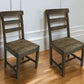 Set of Two Dark Brown Wood Ladder Back Dining Side Chairs