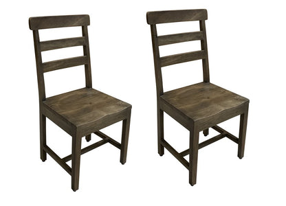 Set of Two Dark Brown Wood Ladder Back Dining Side Chairs