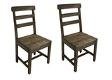 Set of Two Dark Brown Wood Ladder Back Dining Side Chairs