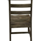 Set of Two Dark Brown Wood Ladder Back Dining Side Chairs