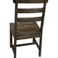 Set of Two Dark Brown Wood Ladder Back Dining Side Chairs