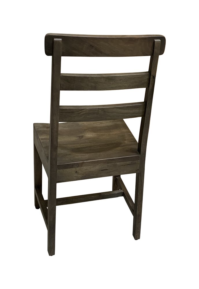 Set of Two Dark Brown Wood Ladder Back Dining Side Chairs