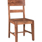 Set of Two Brown Wood Ladder Back Dining Side Chairs