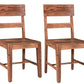 Set of Two Brown Wood Ladder Back Dining Side Chairs