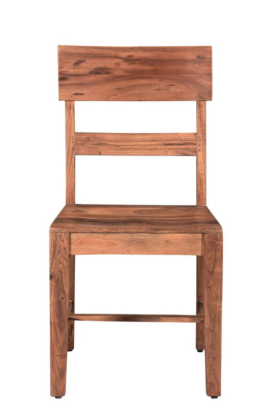 Set of Two Brown Wood Ladder Back Dining Side Chairs
