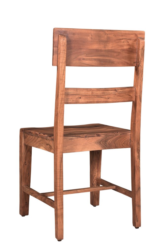 Set of Two Brown Wood Ladder Back Dining Side Chairs