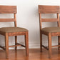 Set of Two Brown Upholstered Fabric Slat Back Dining Side Chairs