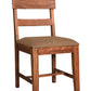Set of Two Brown Upholstered Fabric Slat Back Dining Side Chairs