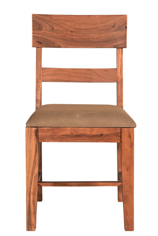 Set of Two Brown Upholstered Fabric Slat Back Dining Side Chairs