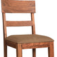 Set of Two Brown Upholstered Fabric Slat Back Dining Side Chairs